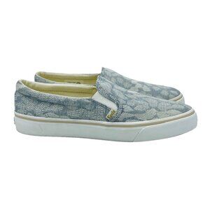 Keds Shoes Womens Size 9 Blue White Slip On Canvas Sneakers Comfort Softerra